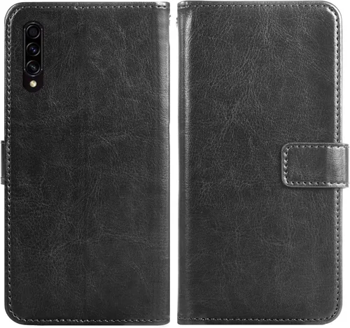 Vista 4 de Asuwish Funda compatible con Samsung Galaxy A50, protector de pantalla de vidrio templado y funda de piel con tapa para tarjetero, accesorios