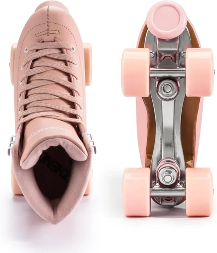 Vista 2 de Patines de ruedas para mujer/jóvenes con topes ajustables en altura, patines retro de cuatro ruedas para exteriores e interiores