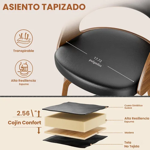 Vista 7 de YaFiti Taburetes de bar, taburetes de bar de 26 pulgadas de altura de mostrador con patas de madera curvada, taburetes giratorios con respaldo