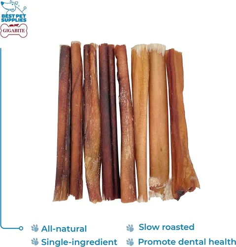Vista 2 de GigaBite Golosinas y Mordedores Naturales de Ingrediente Único de Rango Libre - Palitos Bully/Palitos de Vejiga/Esófago de Res de Best Pet Supplies