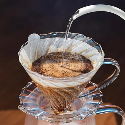 Vista 4 de Bincoo Juego de cafetera vertida, cafetera de goteo de cono de 60° en forma de V, incluye jarra de café de vidrio borosilicato de 16 onzas y gotero