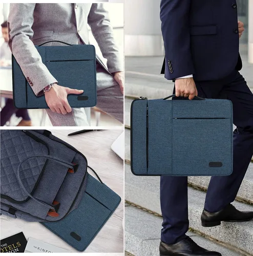 Vista 5 de Funda para laptop de 13.3, 14, 15.6 pulgadas, impermeable, duradera, bolsa de transporte para computadora de negocios, compatible con MacBook