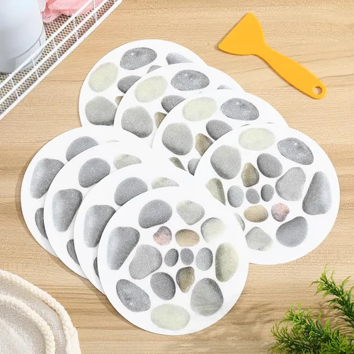 Vista 8 de Cabilock 8 calcomanías antideslizantes para bañera de 5.9 x 5.9 pulgadas, autoadhesivas antideslizantes para baño, calcomanías de seguridad