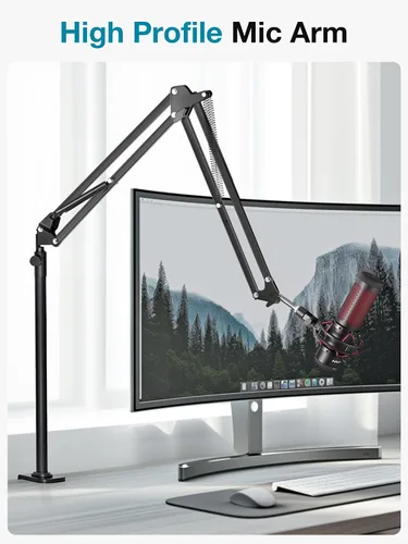 Vista 2 de InnoGear Soporte de micrófono de escritorio, brazo articulado aéreo giratorio 360° para micrófono con elevación alta para Blue Yeti Snowball HyperX