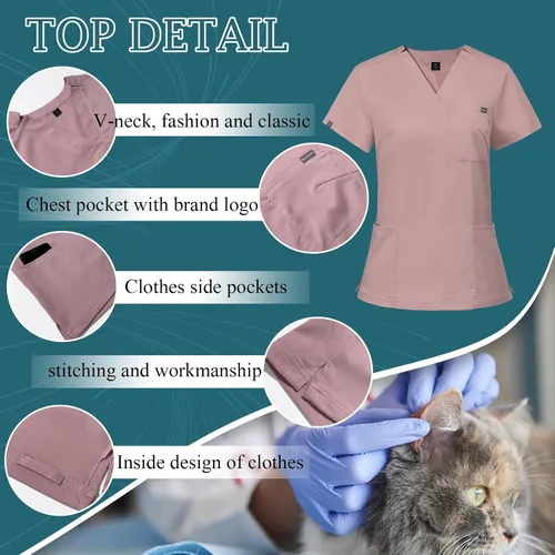 Vista 2 de VIAOLI Conjunto de ropa quirúrgica para mujer, conjunto de camiseta médica y pantalón deportivo, ropa de trabajo, traje deportivo moderno y clínico