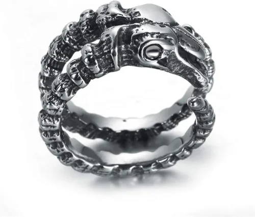 Vista 4 de Elfasio Anillo Baphomet Cabra Satanás Demon Devil Hombres Anillos de Acero Inoxidable Vintage Joyería Tamaño 8-13