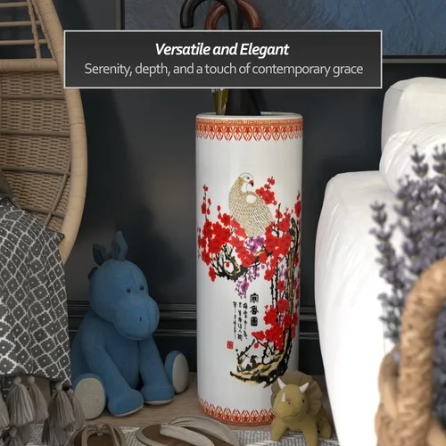 Vista 2 de Idea de regalo para decoración casera elegante de calidad fina - Depósito clásico para guardar paraguas y bastones de porcelana china de 24 pulgadas