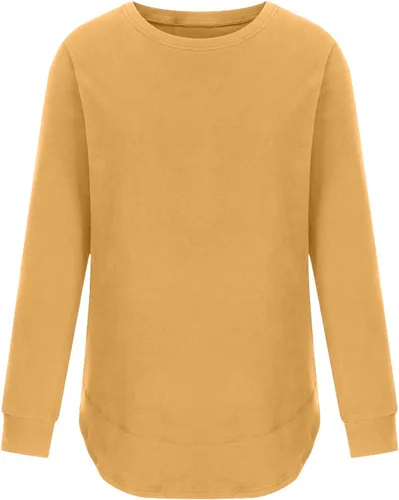 Vista 6 de Ropa de moda de otoño para mujer, ajuste holgado, elegante, casual, manga larga, suave, cuello redondo, camisetas 2023