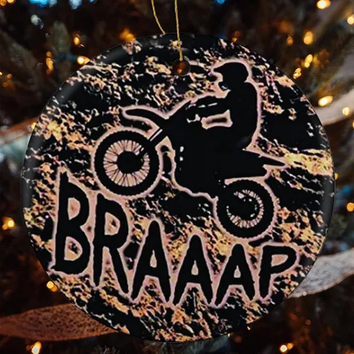 Vista 3 de Adorno de árbol de Navidad, motocross, motocross, todoterreno, motocicleta, carreras, ornamento redondo, decoración navideña