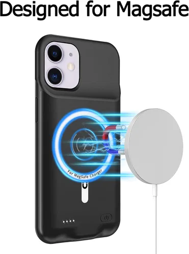 Vista 5 de Funda de batería para iPhone 11, funda protectora de carga portátil mejorada de 10000 mAh con carga inalámbrica compatible con iPhone 11