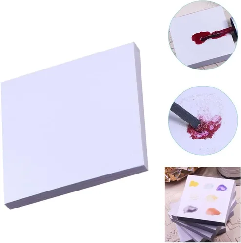 Vista 9 de minkissy Maquillaje coreano de maquillaje coreano, 100 paletas desechables para arte de uñas, almohadilla de papel de mezcla de maquillaje