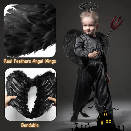 Vista 3 de Hyperzoo Angel Wing with Halo Headband for Girls Halloween Xmas Party Angel Costume for WomenGirlsToddler