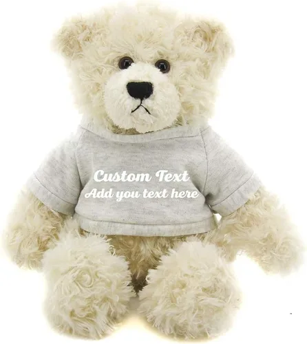 Vista 17 de Plushland Oso de peluche Brandon crema de 12 pulgadas, regalo personalizado para el día de la madre, San Valentín, graduación, cumpleaños