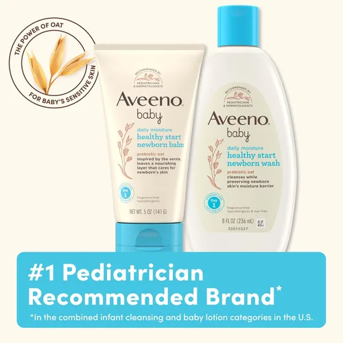 Vista 7 de Aveeno Baby Healthy Start Lavado Nutritivo para Recién Nacidos, Gel de Baño Hipoalergénico para Bebé, Avena Prebiótica, Limpia Suavemente la Piel