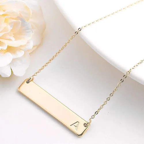 Vista 2 de M MOOHAM - Collar con dije de barra rectangular con inicial, para mujer, chapado en oro rosa de 14 quilates, acero inoxidable, con nombre grabado