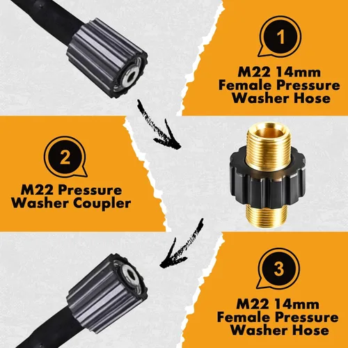 Vista 4 de Twinkle Star - Conector rápido de manguera de lavado a presión, conector de rosca métrica macho M22, TWIS375 Racor de rosca macho métrica M22