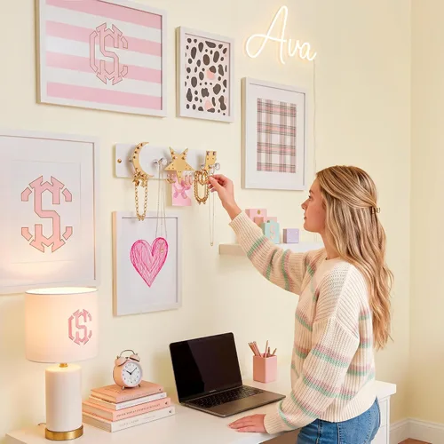 Vista 6 de Organizador magnético de joyas montado en la pared Almacenamiento de joyas colgantes Soporte de joyería Preppy Soluciones de almacenamiento