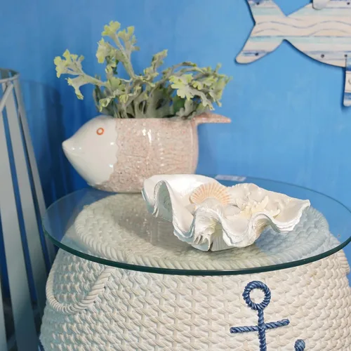 Vista 8 de Tazón decorativo para decoración de mesa de entrada, cuencos de conchas de almeja de resina, conchas de mar, mesa de consola de playa, acentos