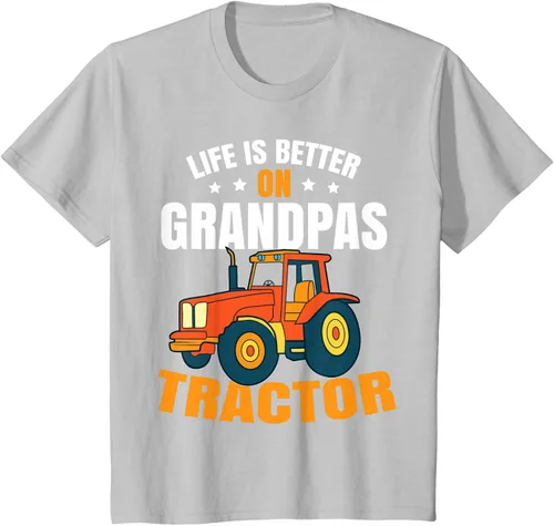 Vista 64 de Life Is Better On Grandpas Tractor Kids Farm Tractor Boy Camiseta, Negro