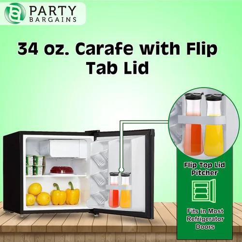 Vista 5 de Party Bargains Jarra de agua de 34 onzas con tapas abatibles, 1 paquete, tapa negra de alta calidad y resistente, excelente para leche, agua, té