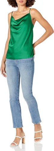 Vista 3 de The Drop Christy - Camiseta elástica sedosa con cuello de vaca para mujer
