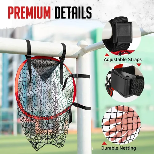 Vista 6 de ZEALFEEL Objetivo de portería de fútbol para 2 piezas, 16 pulgadas de contenedores superiores de fútbol para entrenamiento de precisión de tiro