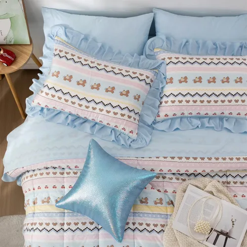 Vista 14 de NTBED Juego de edredón individual de unicornio con sábanas, juego de ropa de cama individual de 5 piezas para niñas, microfibra ligera, arcoíris