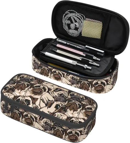 Vista 13 de Estuche organizador de lápices con patrón de gato negro, gran capacidad, papelería con cremallera, suministros escolares, bolsa para lápices