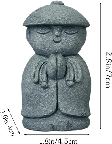 Vista 5 de livelyfish Estatua de monje rezante de Bosatsu de Bosatsu japonés de Buda Bosatsu Feng Shui, piedra arenisca feliz/sonriente en miniatura, adorno