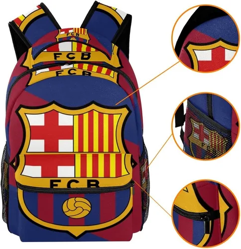 Vista 3 de Bandera de color Fo Barcelona Emblema Mochila para estudiantes, bolsas de hombro para estudiantes, mochila de viaje, mochila escolar universitaria