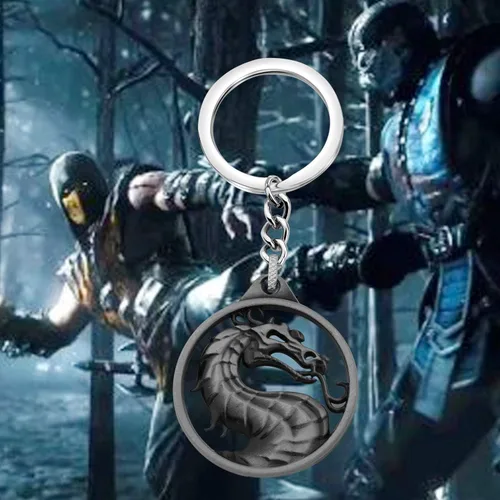 Vista 4 de FAADBUK Kombat - Joyas vintage con dijes de Kombat, regalo para amante de Kombat, collar y llavero para familiares y amigos, Metal, Acero inoxidable