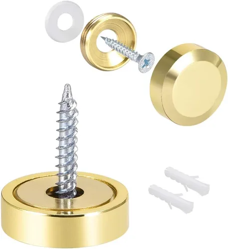 Vista 6 de uxcell Tornillos de espejo decorativos tapa tapa clavos oro pulido 0.630 in 8pcs