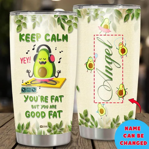 Vista 2 de WAZONE Vaso de aguacate personalizado con tapa con nombre personalizado de 20 onzas, 30 onzas, acero inoxidable, aislado, taza de viaje, linda taza