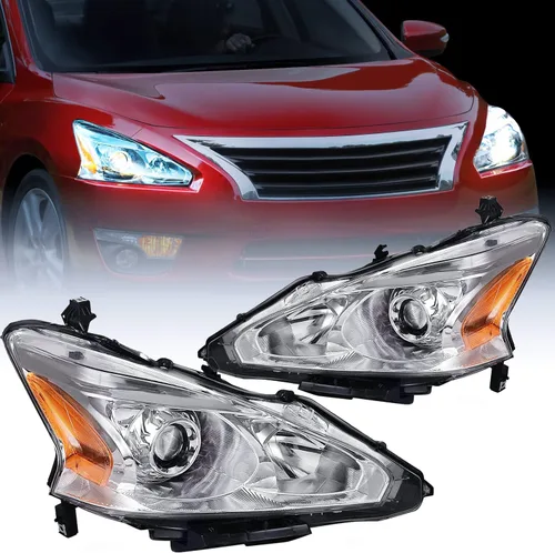 Vista 9 de Nilight - Conjunto de faros delanteros compatibles con Nissan Altima 2002, 2003, 2004. Carcasa negra, reflector ámbar, lente transparente. Faros