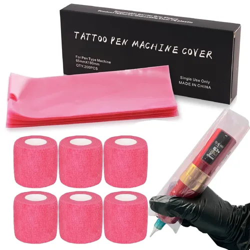 Vista 12 de 200 piezas de fundas para bolígrafos con 8 piezas de cinta adhesiva para agarre - Fundas para bolígrafos azules SOTICA, fundas para máquinas, fundas
