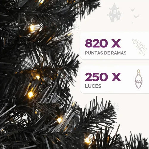 Vista 2 de YITAHOME Árbol de Navidad de Halloween negro preiluminado de 6 pies