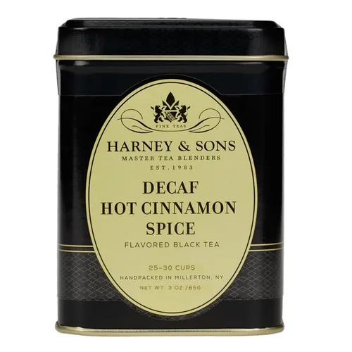 Vista 2 de Harney & Sons Té Earl Grey descafeinado, hojas sueltas, lata de 3 onzas Decaffeinated black tea with natural bergamot flavor. 3 oz loose leaf tea.