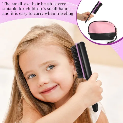 Vista 5 de Patelai Cepillo de pelo de nailon para cabello natural, cepillo desenredante de viaje para mujeres y hombres, voluminizador, moldeador, separación