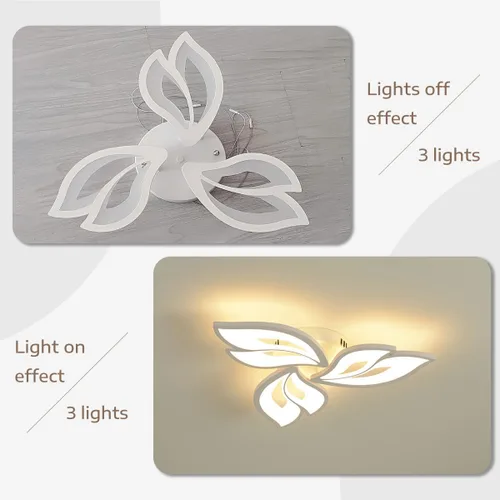 Vista 4 de Modern Floral LED Ceiling Light with Remote Control, 36W,Ceiling Light Fixture,Supports APP dimming, Suitable for bedrooms, Balconies, hallways