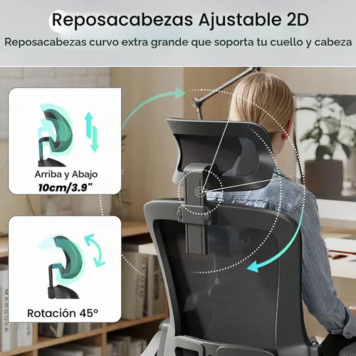Vista 4 de Fizzin Silla de oficina de malla para computadora con soporte lumbar