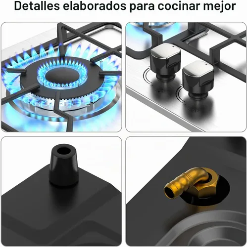 Vista 6 de Estufa de gas de 24 pulgadas, estufa de propano integrada con 4 quemadores, estufa de acero inoxidable convertible de NG/LPG con protección