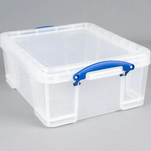 Vista 7 de Really Useful Box - Contenedores de plástico para almacenamiento de 17 litros con tapas de cierre y clip, transparentes
