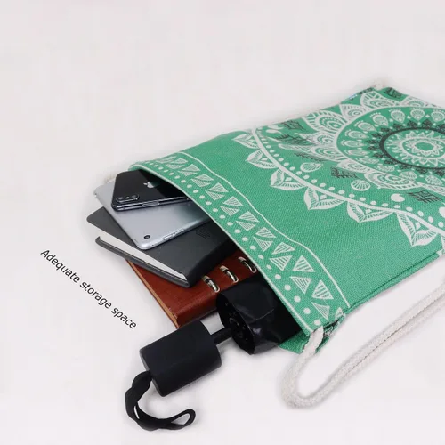 Vista 2 de Miomao Mochila con cordón estilo mandala, bolsa de lona para deportes de playa