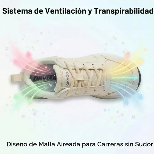 Vista 5 de Zapatos de correr para mujer para caminar de cuero: cómodos, absorbentes de golpes, transpirables, ligeros, antideslizantes, atléticos, de moda
