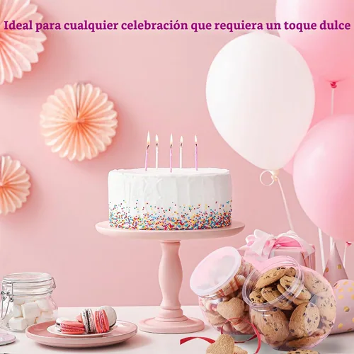 Vista 2 de Paquete de 3 tarros de plástico para caramelos, tarros redondos de 48 onzas con tapas para bufé de dulces, cocina y escritorio de oficina, tarros