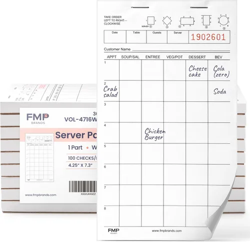 Vista 8 de FMP Brands Blocs de notas de servidor en papel, libros de cheques de invitados, total 500 hojas, 5 blocs, 100 hojas/bloc, blocs de cheques