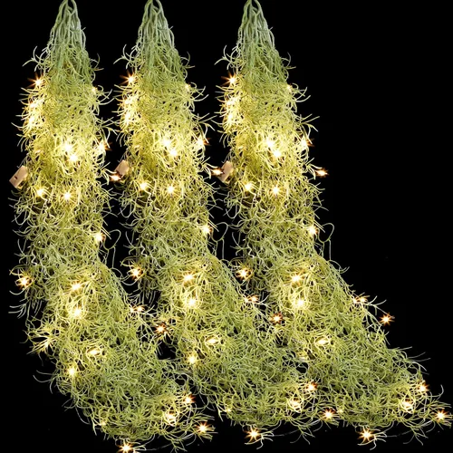 Vista 7 de Mudder 3 paquetes de plantas colgantes artificiales LED, planta colgante falsa de 1,1 m, hojas falsas de hiedra en cadena verde para pared, hogar