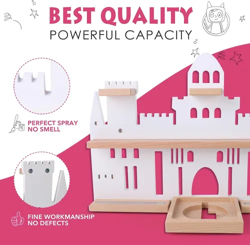 Vista 6 de Givilio Estantería de Tonie en forma de Castillo para Toniebox, Juego de Estanterías de Tonie Montadas en la Pared, Almacenamiento de Figuras Tonie