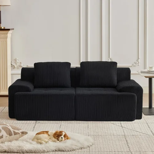 Vista 16 de Sofá modular modular con otomana móvil, sofá de asiento profundo con almohadas, cómodo sofá modular de nube para sala de estar, dormitorio y Blanco