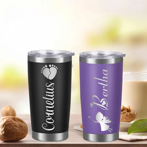 Vista 7 de Vasos personalizados con tapas, vasos personalizados con nombre grabado láser, tazas de café de viaje aisladas, regalo para mujeres, madres